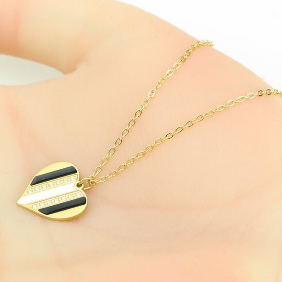 Gold Heart Pendant Yellow Necklace with Crystal Accent, XPNL0362 - Picture 5 of 12